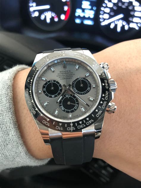 rolex daytona white gold black dial|rolex daytona white gold oysterflex.